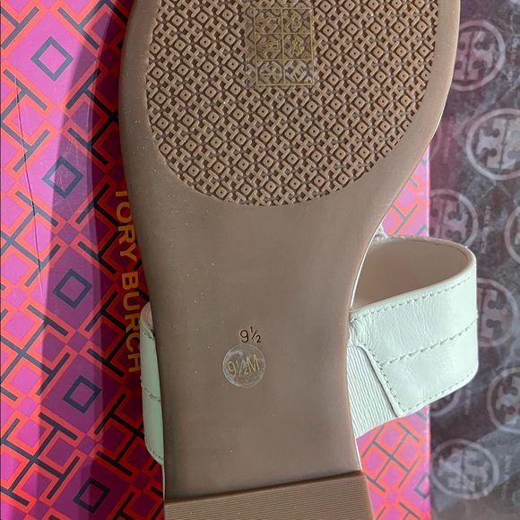 TORY BURCH EVERLY BACKLESS SANDALS 9 1/2 New Ivory NWT - Picture 5 of 5